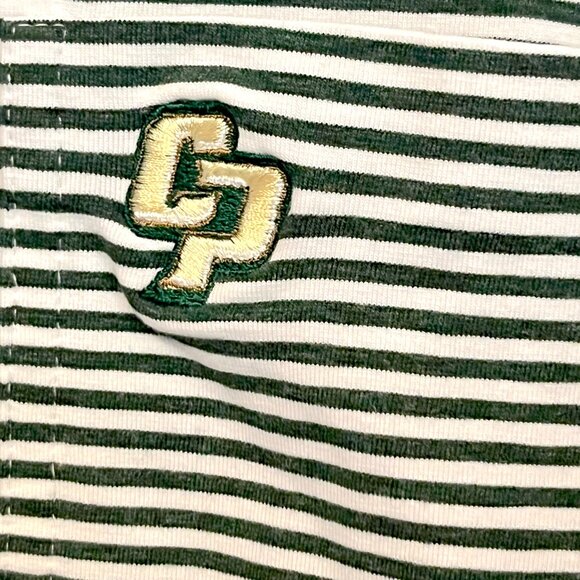 johnnie-O Hangin' Out Striped Polo Shirt Men's L - Green and White Cal Poly NWT - Picture 4 of 16